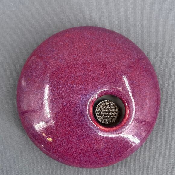 Ikebana Round Flower Vase 5” Purple Handmade Ceramic Kenzan Japan Style Frog Zen - Picture 12 of 15